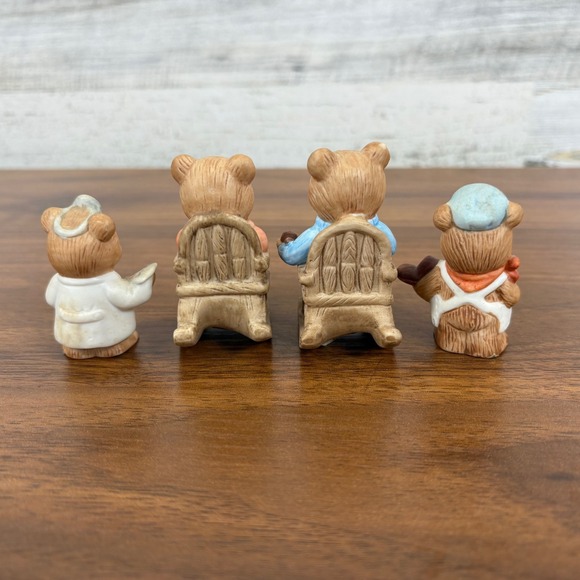 Homco Rocking Chair Bears Papa bear and Grandma Bear and Two Homco Cobble Bears - Picture 6 of 15